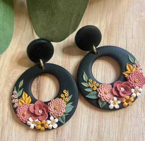 Spring Flower Hoop Earrings by Jane's Clay Co.